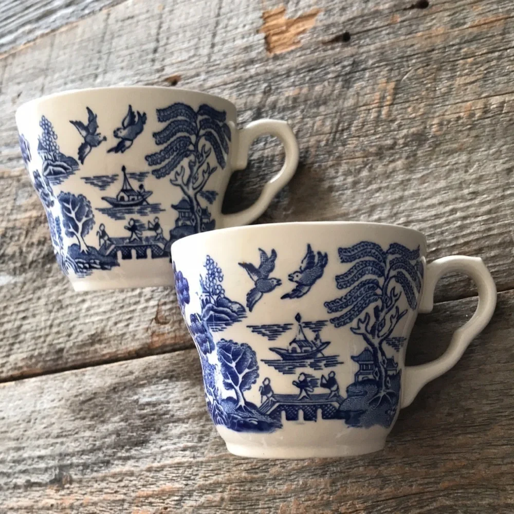 Blue Willow Coffee Cups - Set of Two